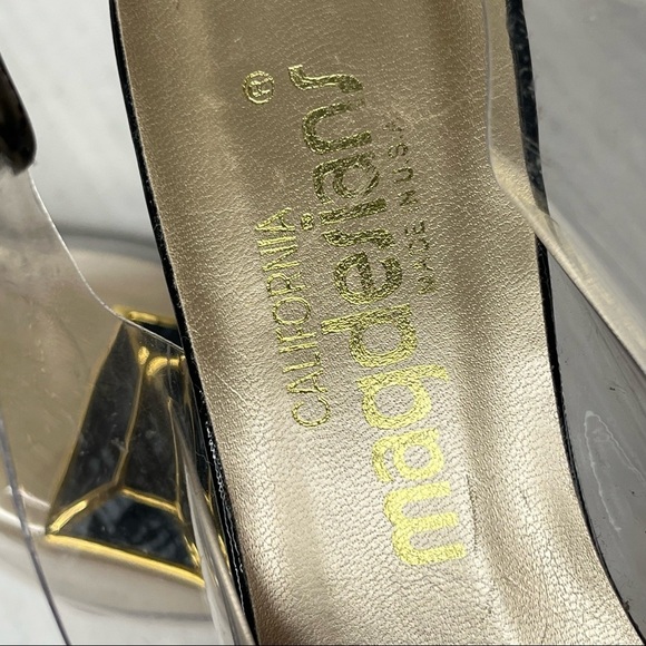 California Magdesians Clear Transparent Enamel Like Wedge Heel Sling Back Y2K - Picture 8 of 13